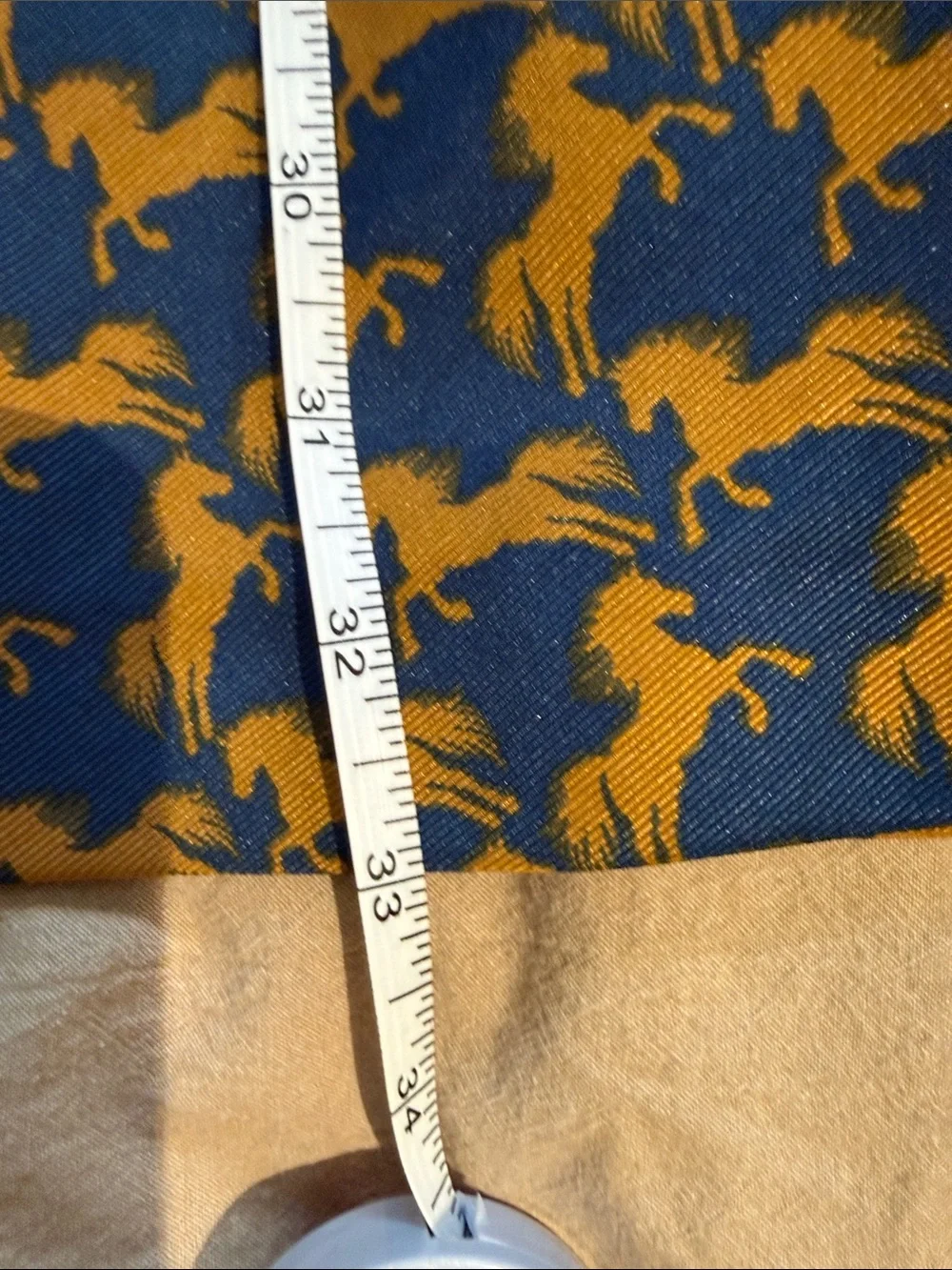 Maeve Navy and Mustard Printed Horse Mini Dress with Ivory Puff Sleeves - Picture 10 of 10